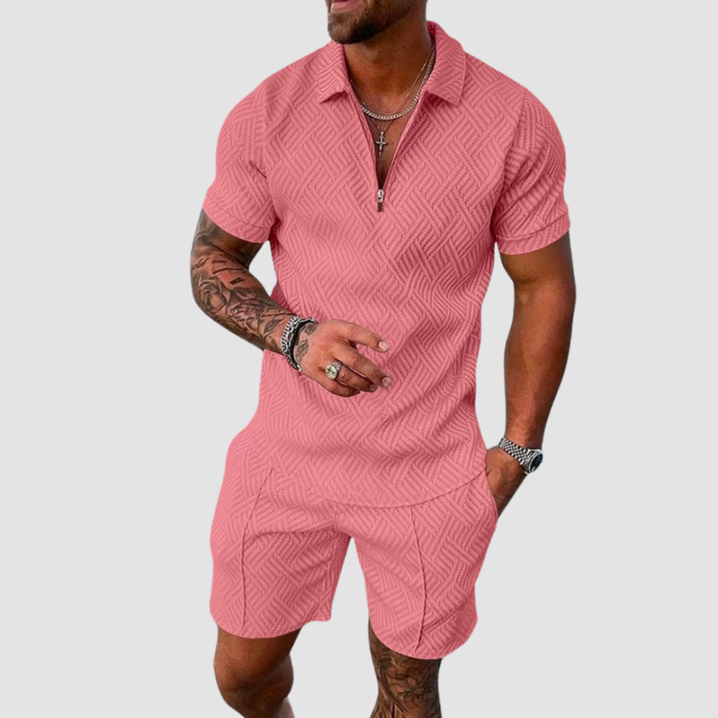 Men's Two-Piece Summer Set - Polo Shirt and Shorts Matching Outfit