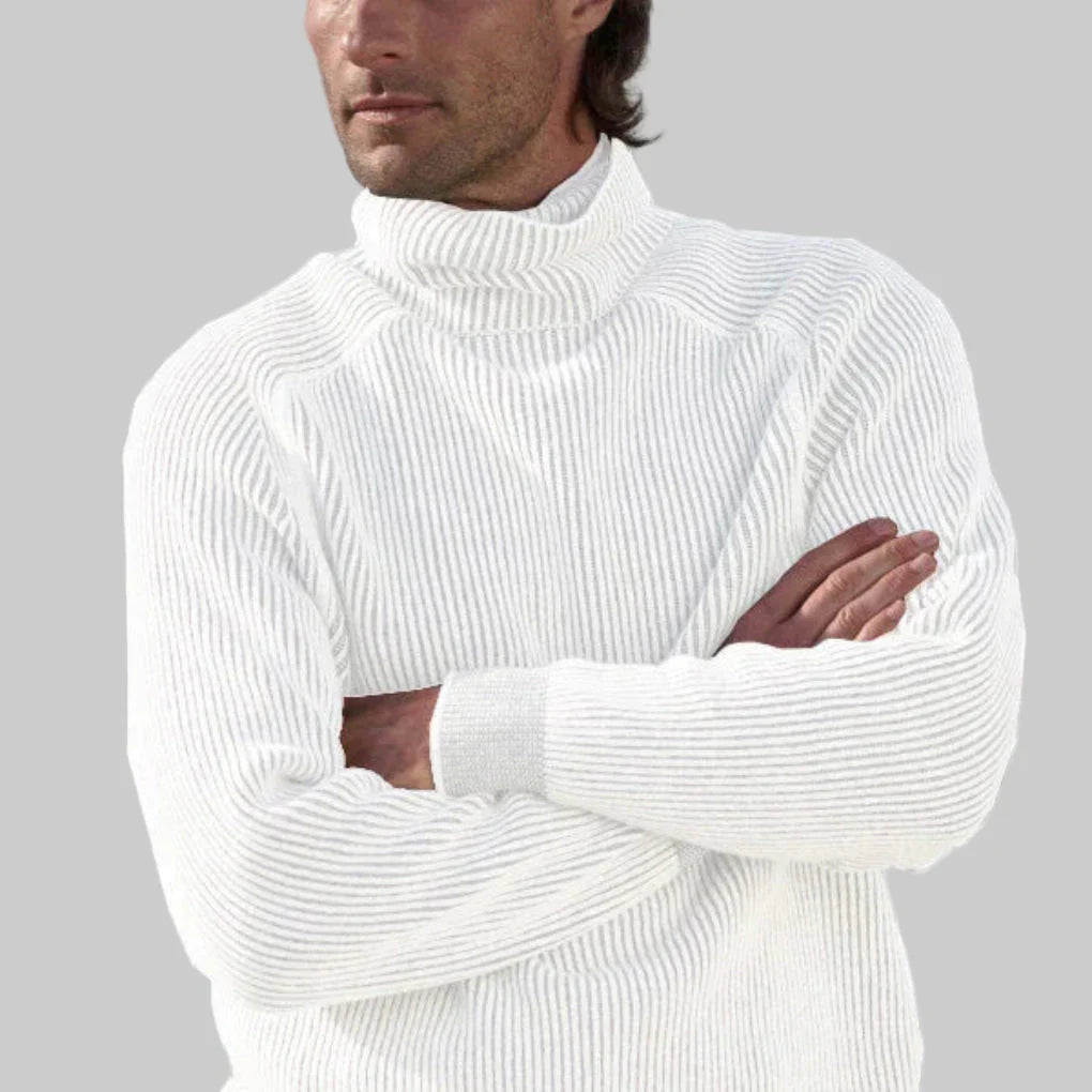 Men's Turtleneck Sweater, Wool Blend Knit Pullover for Men