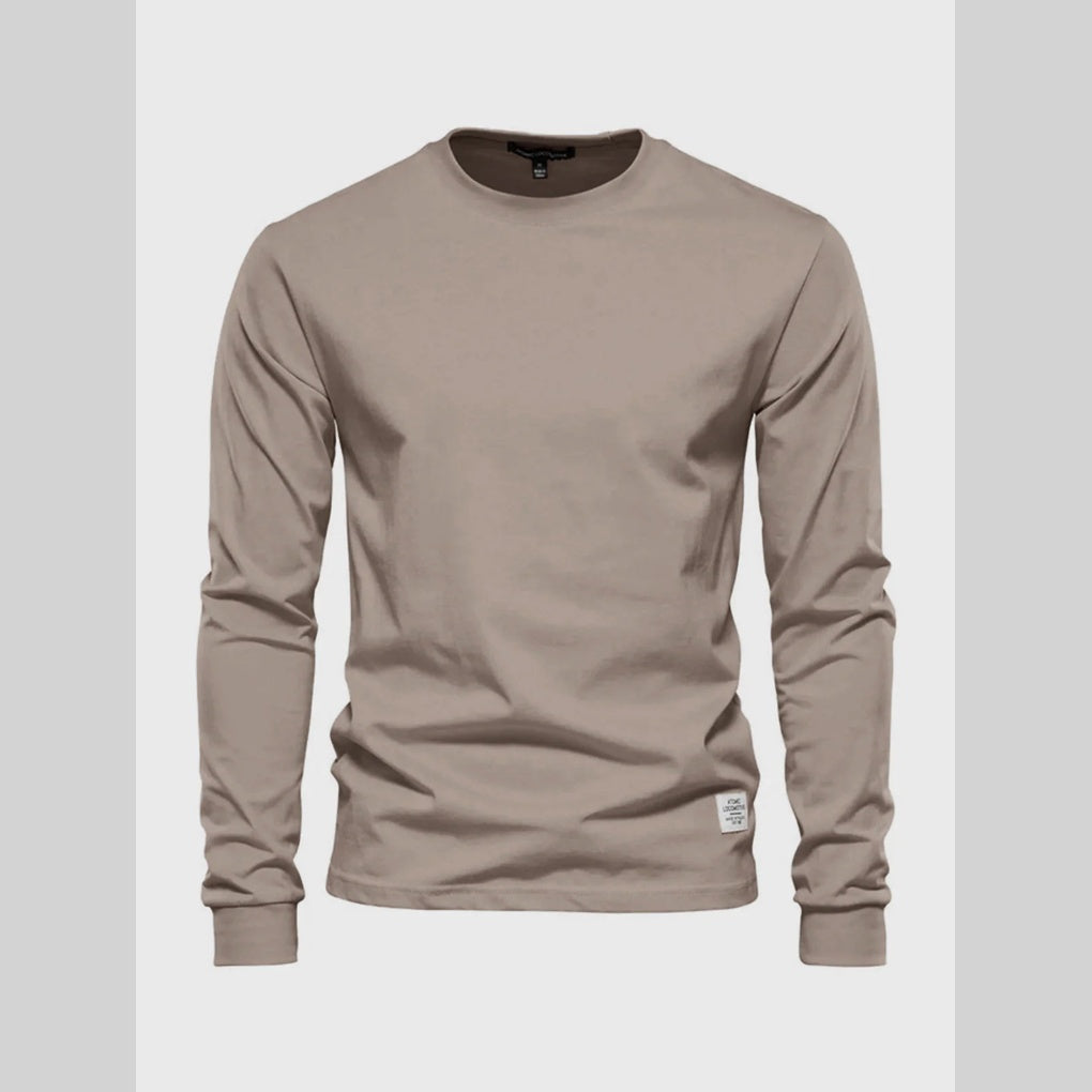 Men's Long Sleeve Crew Neck Shirt | Cotton Blend Knit Top for Everyday Wear