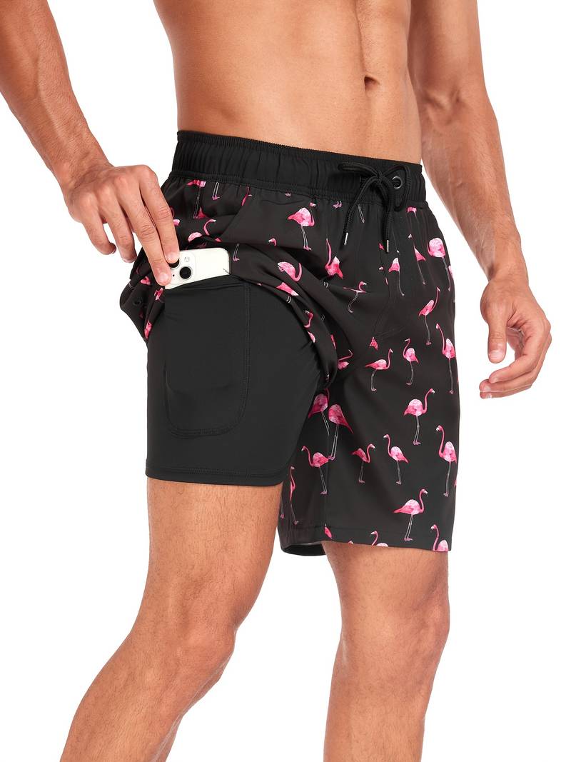 Men's Swim Trunks with Drawstring Waist, Mid-Thigh Quick-Dry Board Shorts
