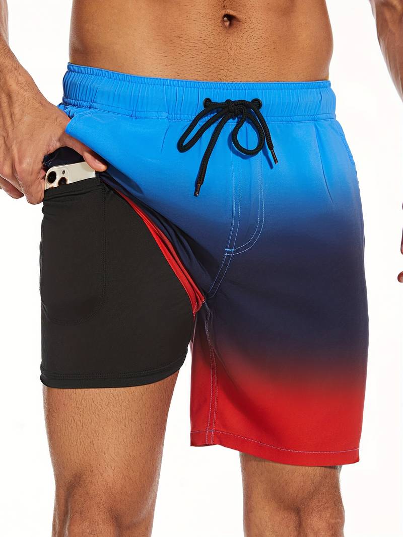 Men's Swim Trunks with Drawstring Waist, Mid-Thigh Quick-Dry Board Shorts