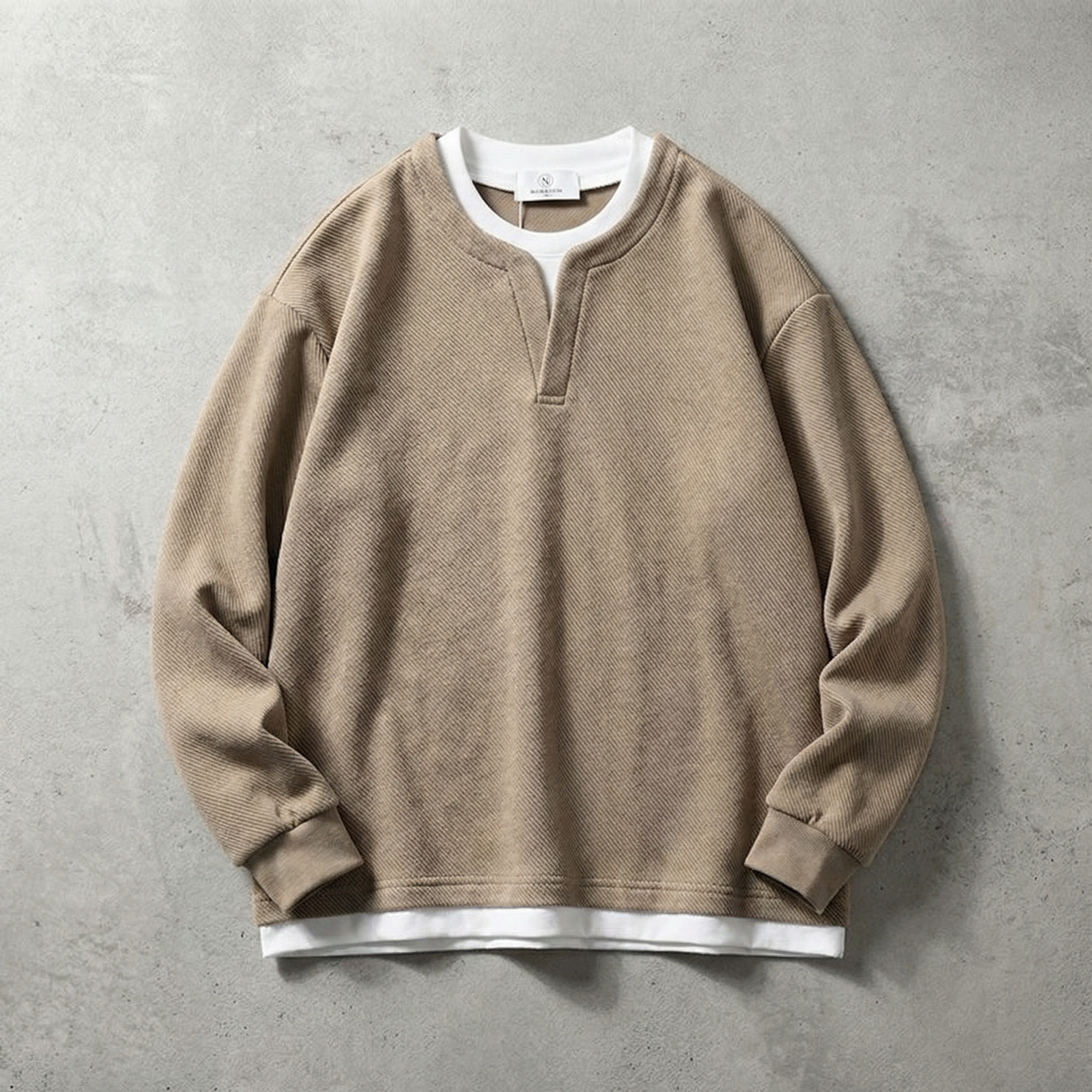 Serena Cotton Pullover for Men - Relaxed Fit Split Neckline Top