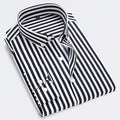 Men's Striped Summer Shirt with Button-Down Collar, Short Sleeve Casual Cotton Shirt