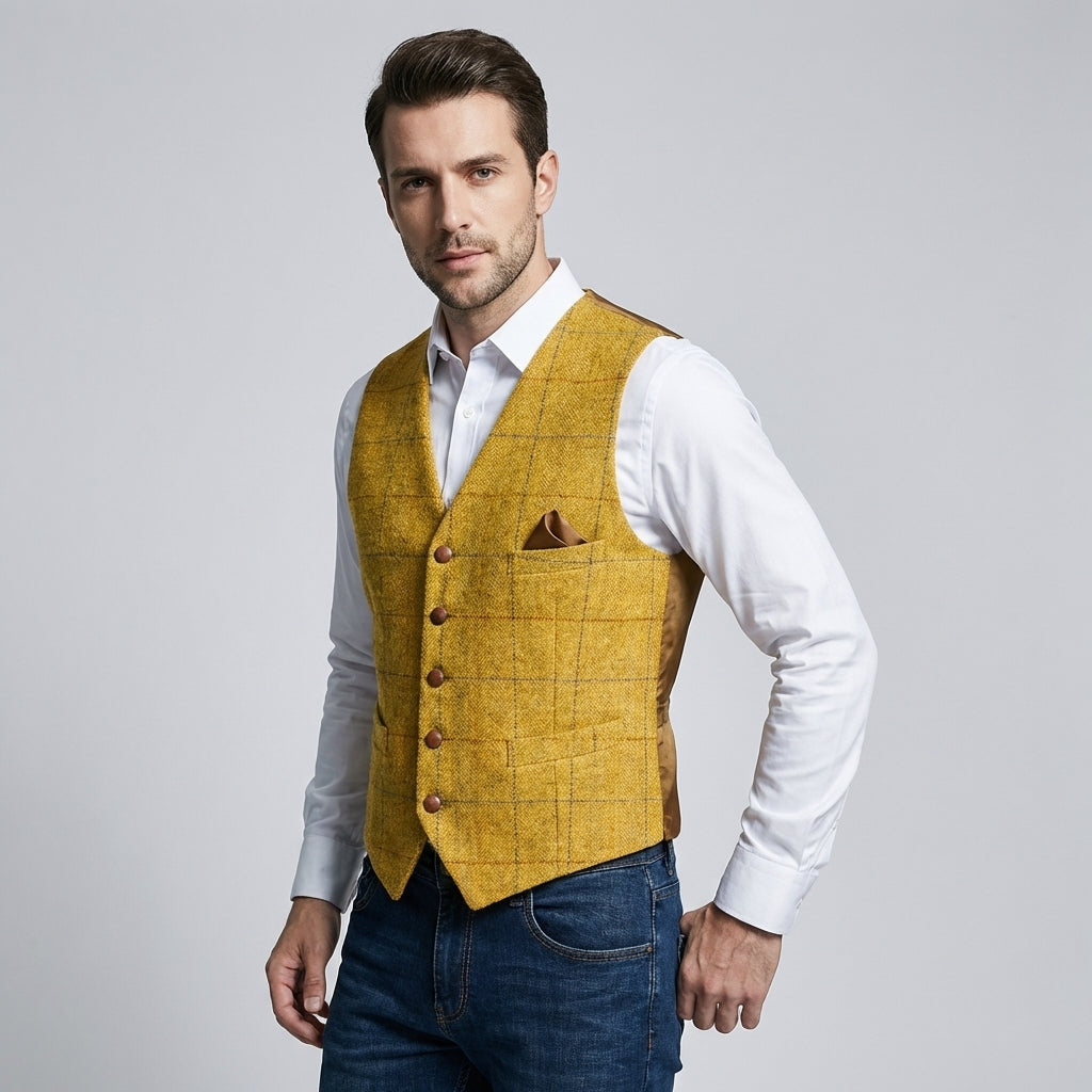 Men's Vintage Vest - Classic Button-Front Waistcoat