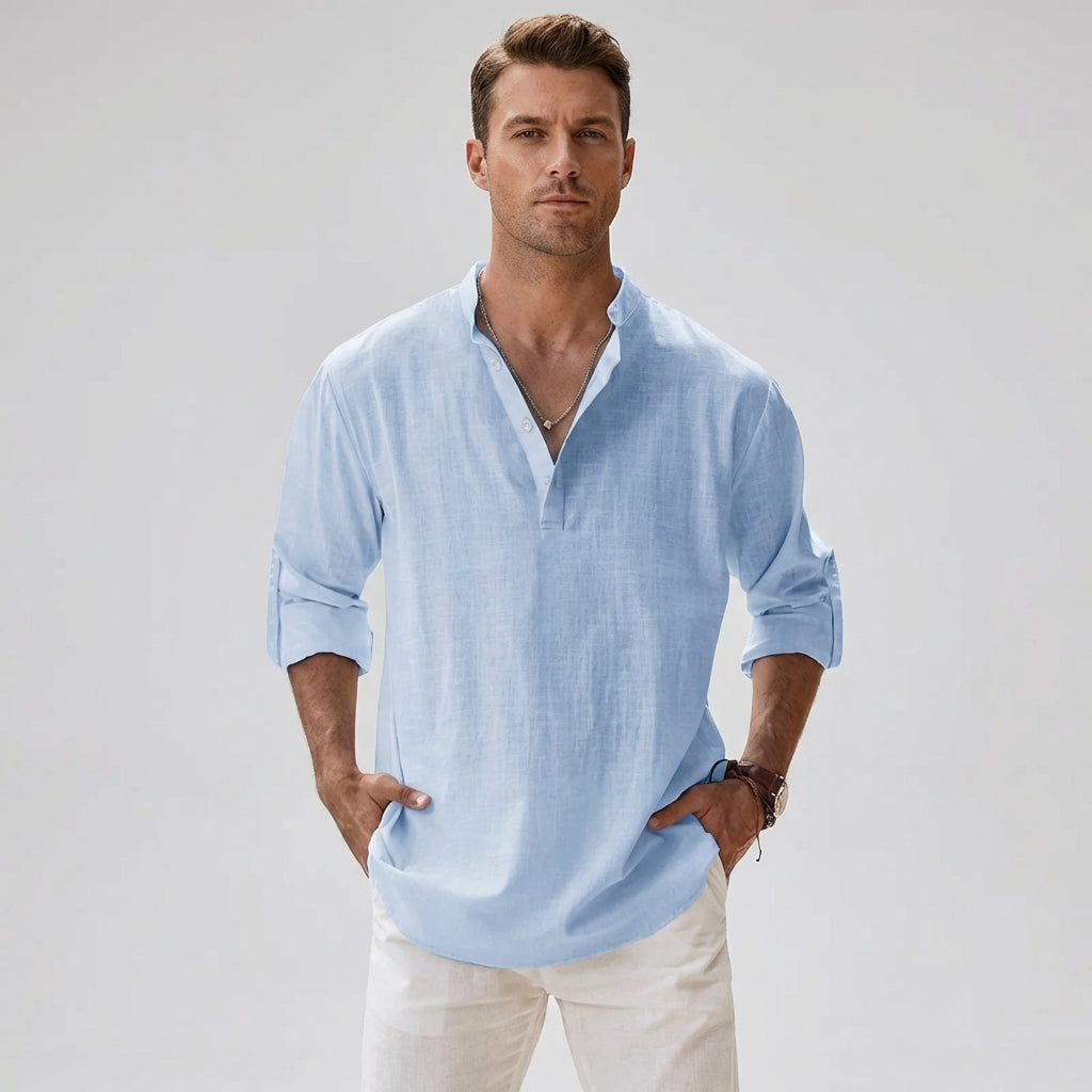 Men's Linen Summer Shirt - Relaxed Fit Button-Down Casual Shirt