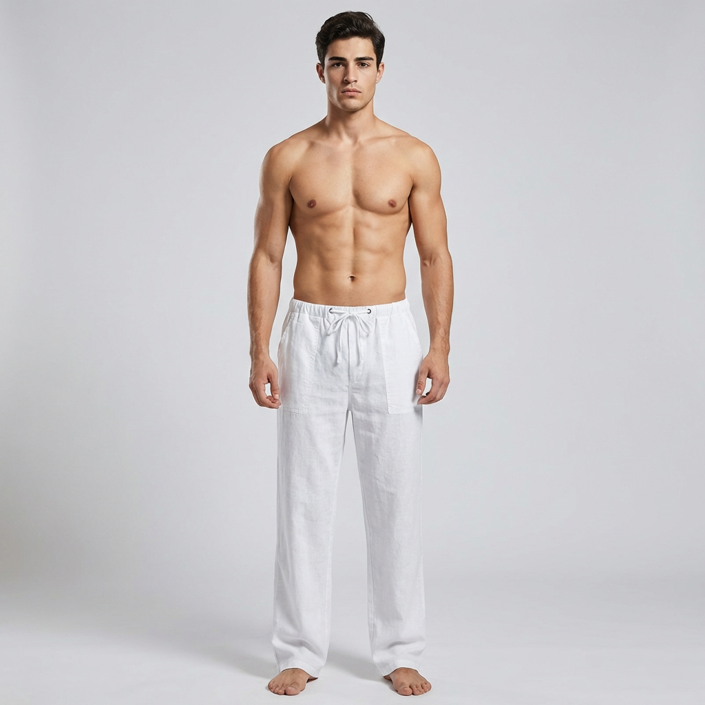 Men's Linen Pants, Oversized Fit, Breathable Summer Trousers