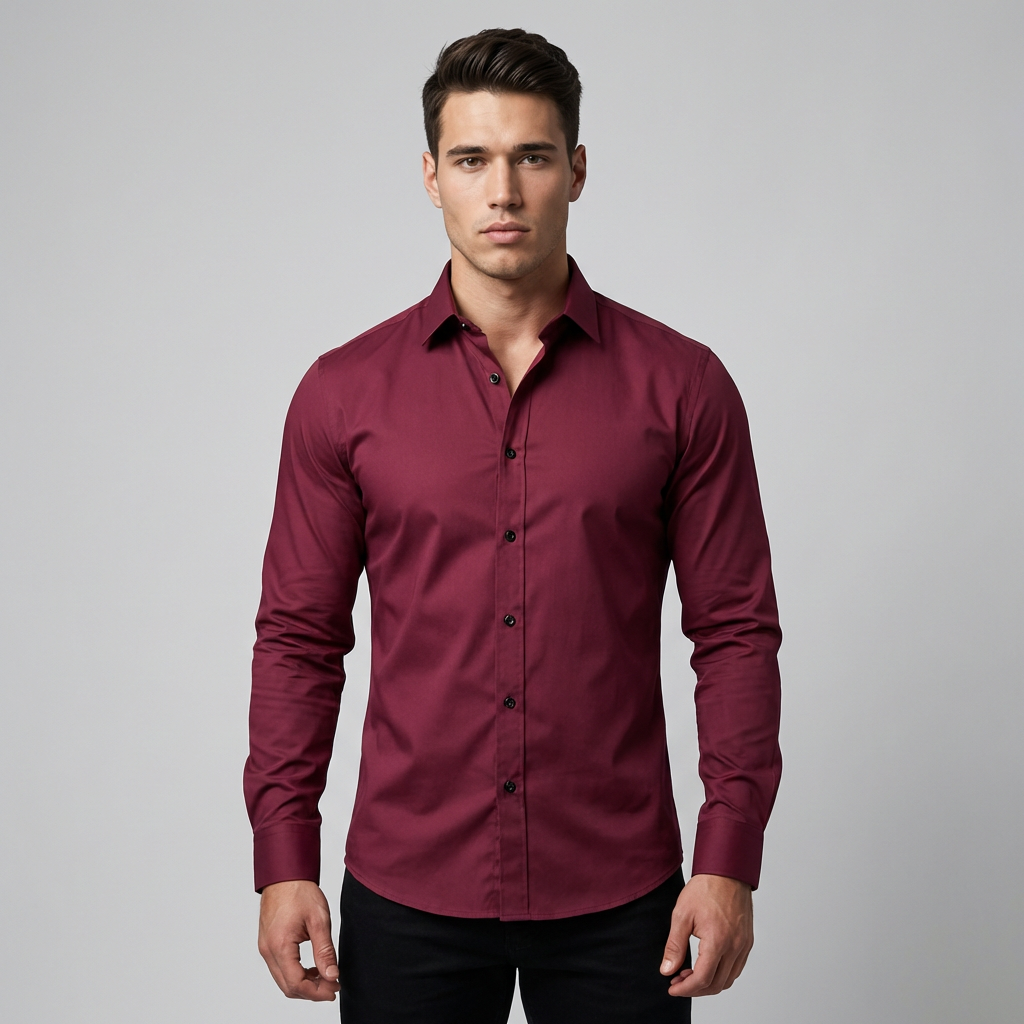 Men's Slim Fit Stretch Shirt, Soft Polyester Dress Shirt