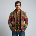 Men's Striped Cardigan - Relaxed Knit Open-Front Sweater