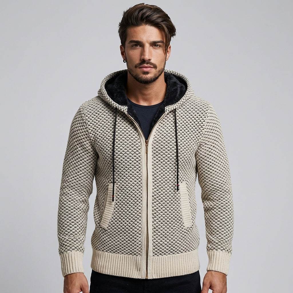 Men's Zip-Up Cardigan Sweater, Knit Blend Layering Jacket