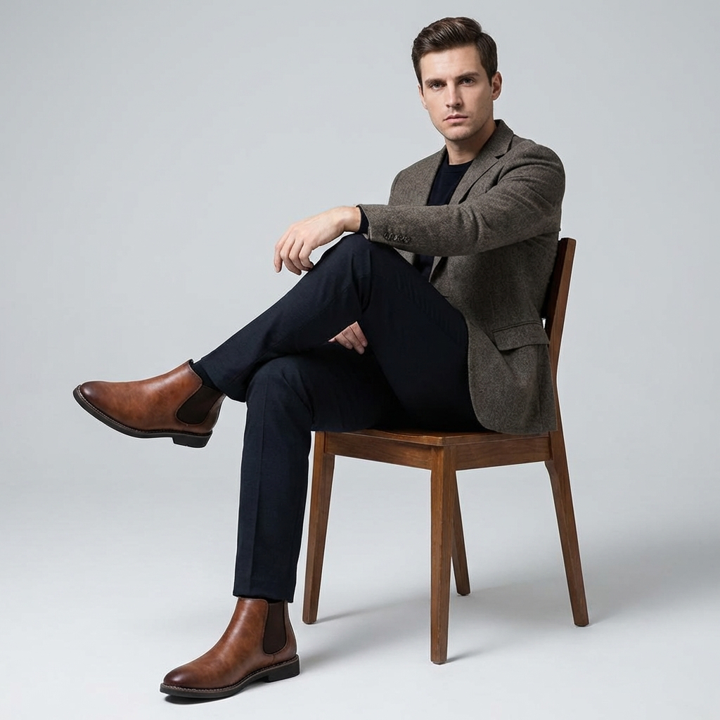 Men's Chelsea Boots - Classic Ankle Boots with Elastic Side Panels