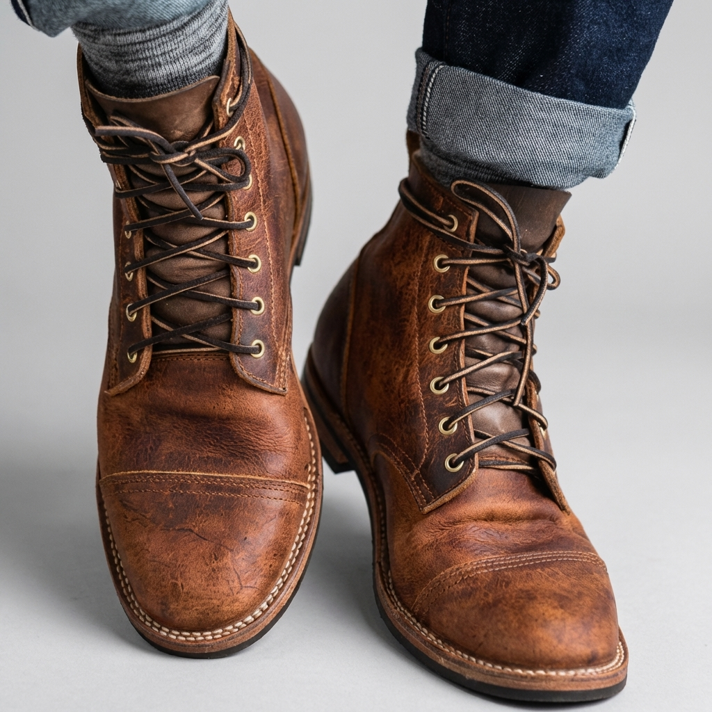 Men's Leather Boots - Classic Supportive Boots for All-Day Wear