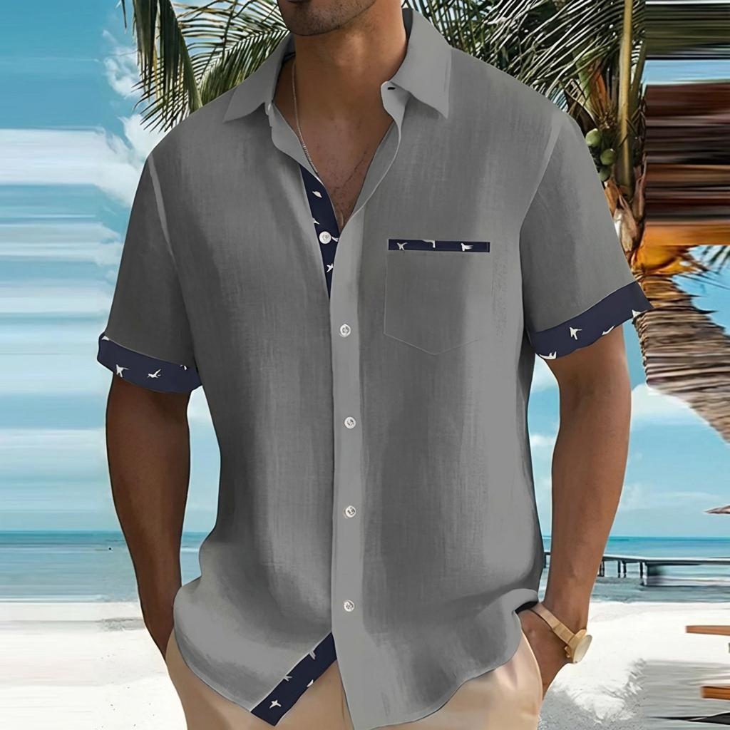 Men's Short Sleeve Summer Shirt, Breathable Cotton Blend Casual Shirt
