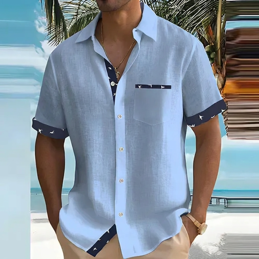 Men's Short Sleeve Summer Shirt, Breathable Cotton Blend Casual Shirt
