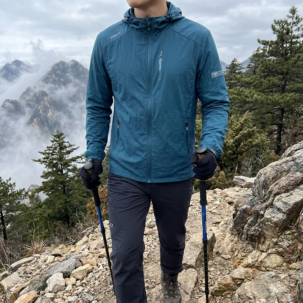 Men's Ultralight Hooded Summer Jacket, Wind and Sun Protection, Packable