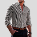 Men's Striped Cotton Shirt, Classic Lightweight Shirt for Work or Casual