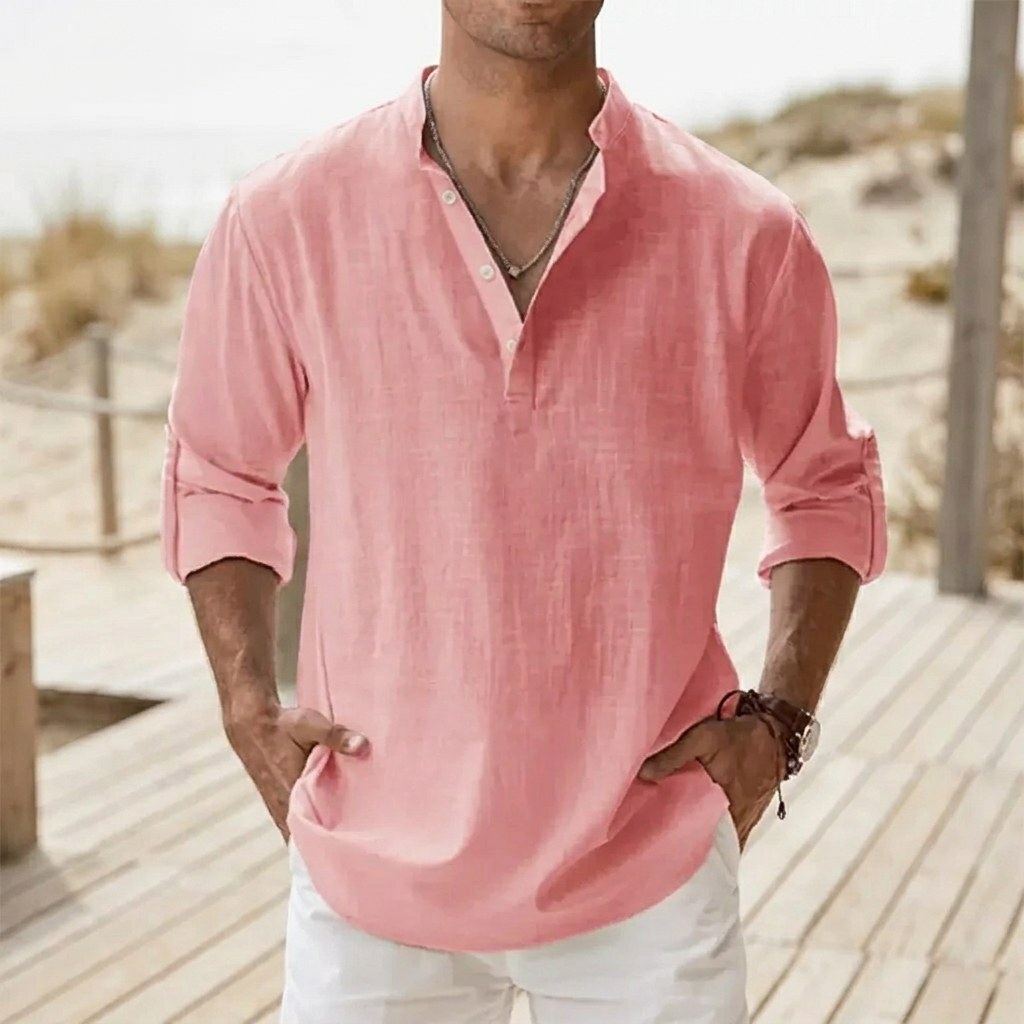 Men's Casual Long-Sleeve Button-Up Shirt for Everyday Wear