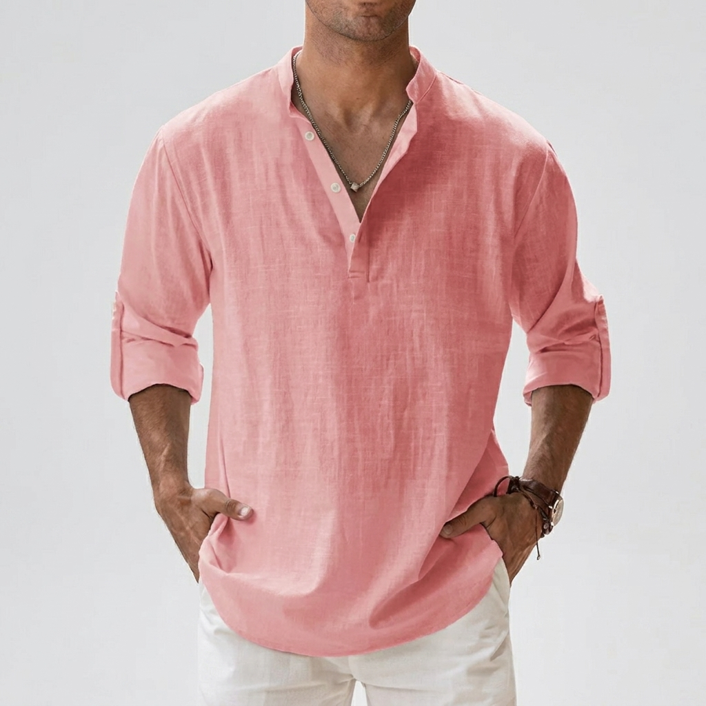 Men's Casual Long-Sleeve Button-Up Shirt for Everyday Wear