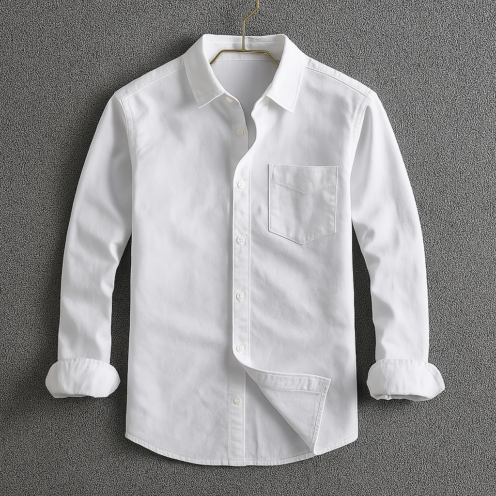 Men's Classic Button-Down Shirt with Turn-Down Collar, Versatile Casual Shirt