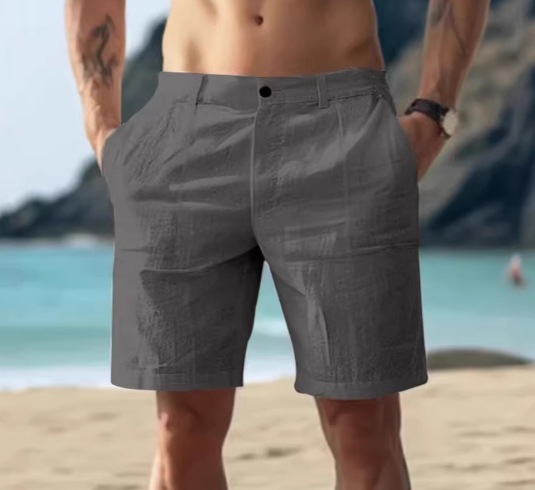 Men's Relaxed Summer Shorts with Button Closure, Casual Beach Shorts
