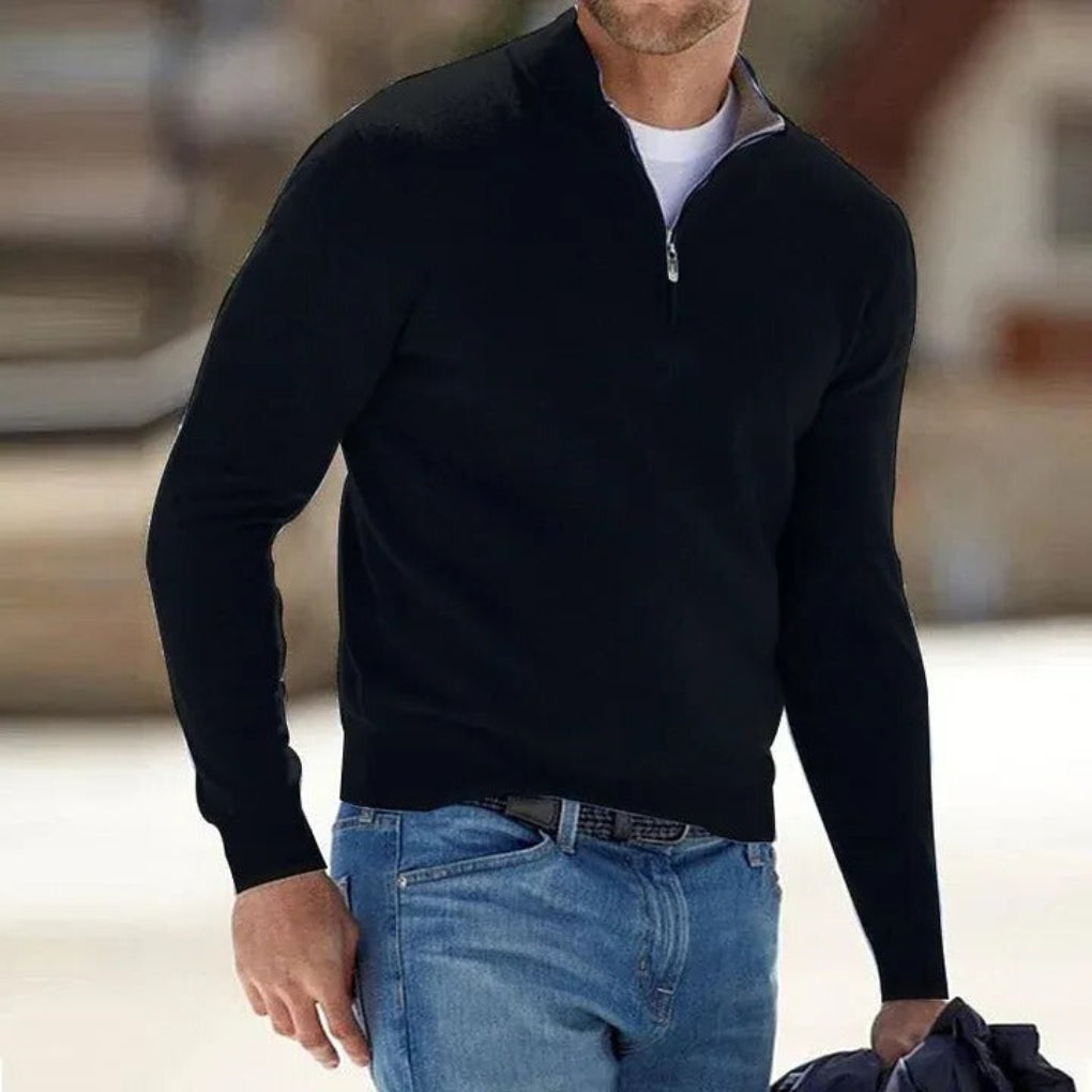 Men's Zip-Front Sweater - Lightweight Knit Pullover for Men
