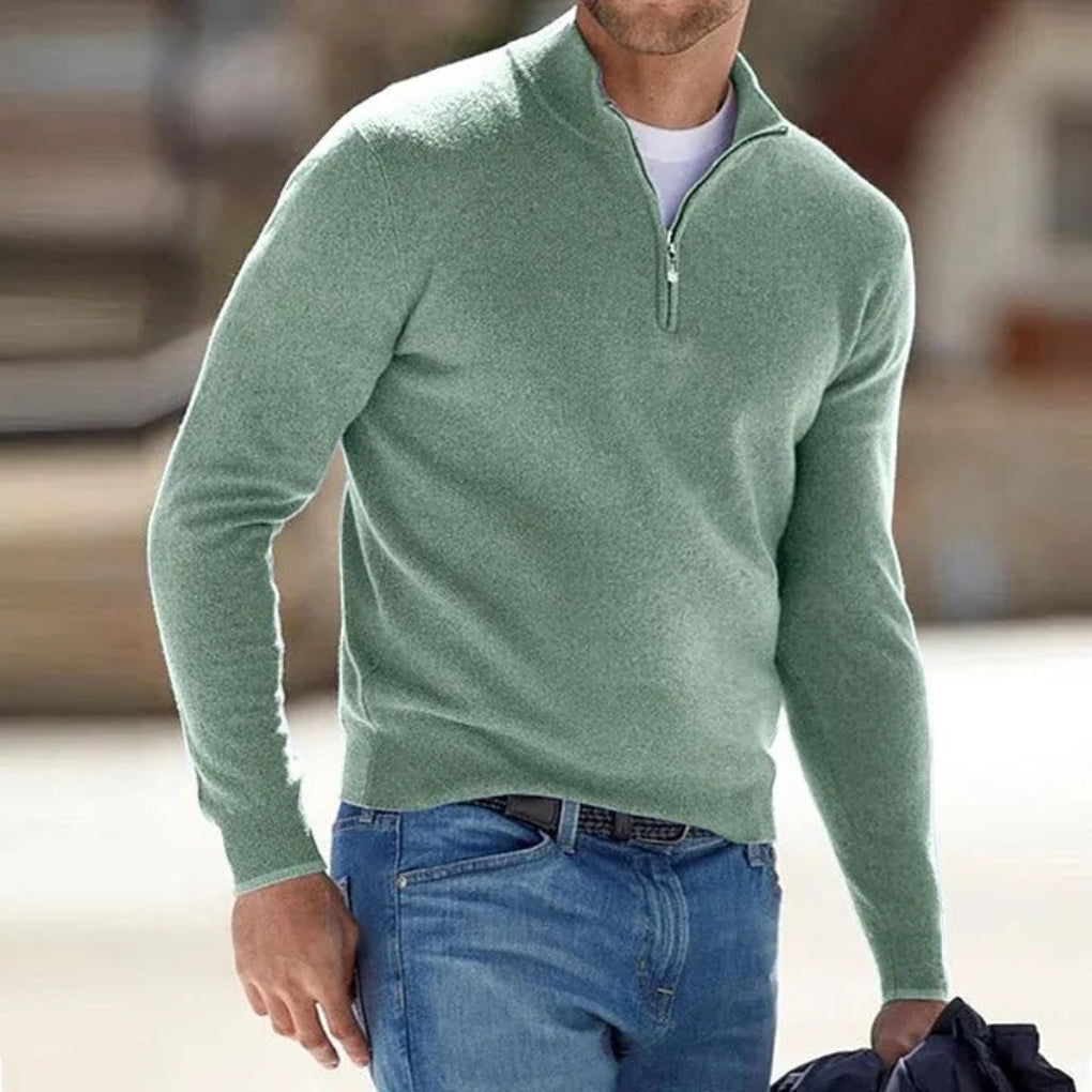 Men's Zip-Front Sweater - Lightweight Knit Pullover for Men