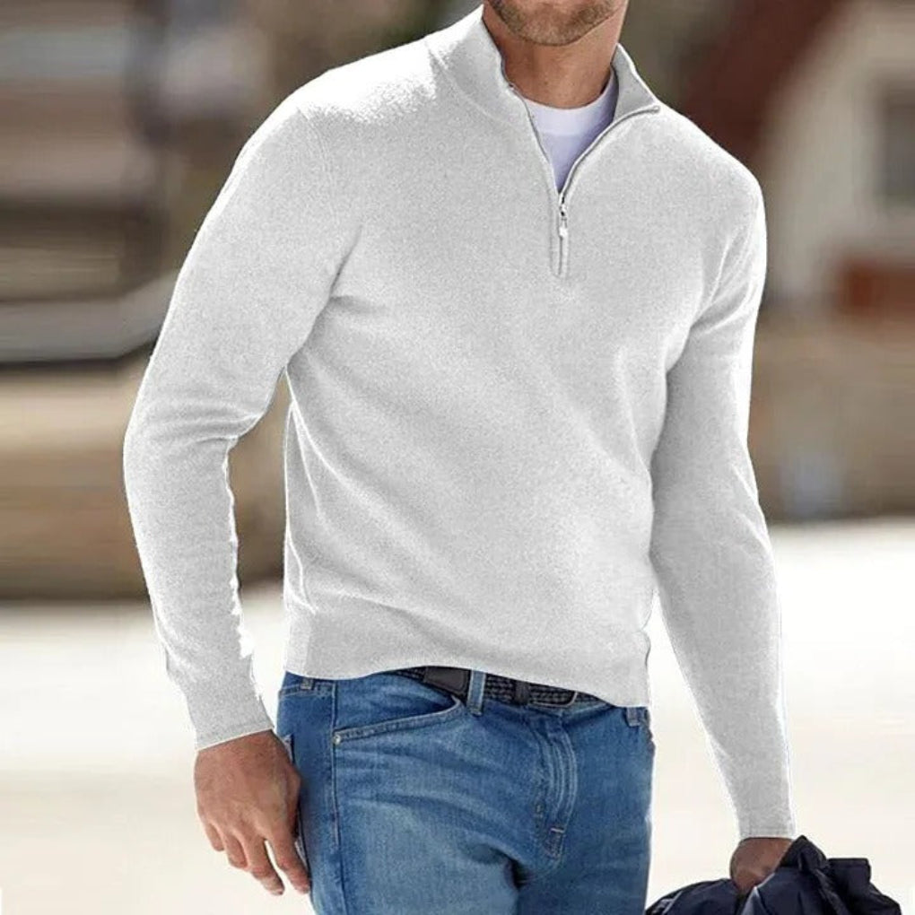 Men's Zip-Front Sweater - Lightweight Knit Pullover for Men
