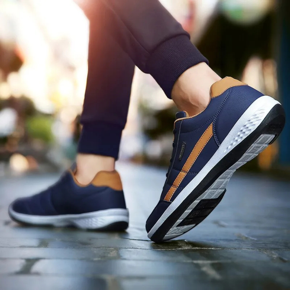 Men's Orthopedic Leather Sneakers - Supportive Lace-Up Walking Shoes