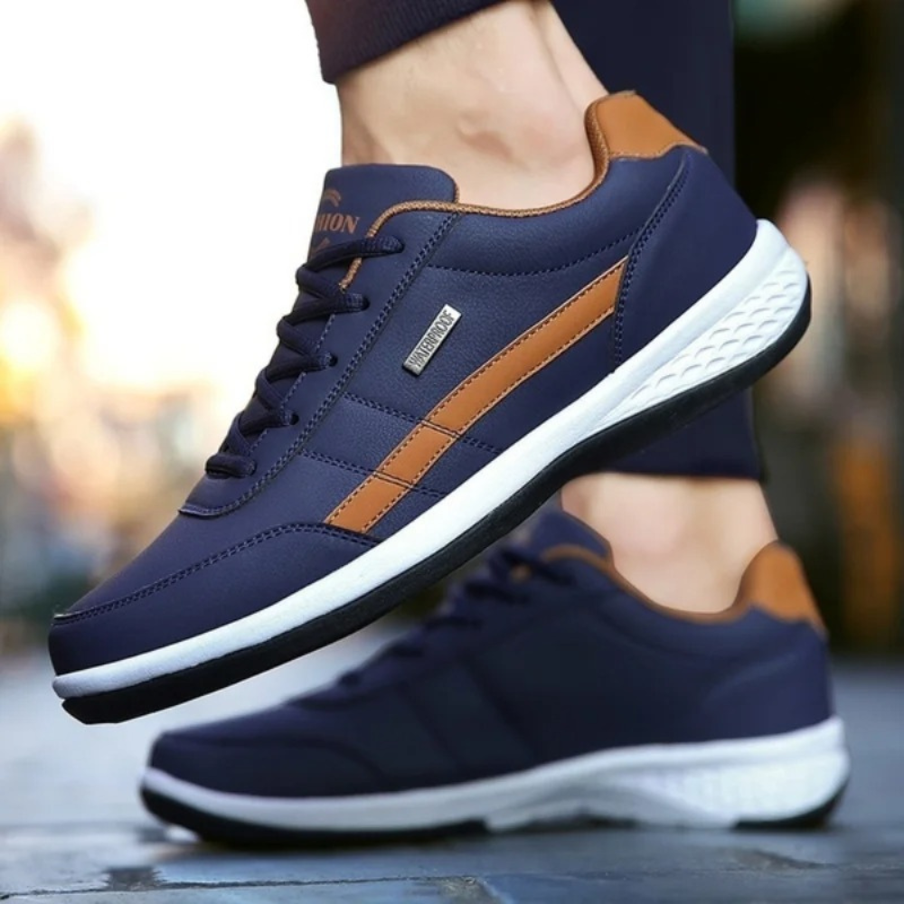 Men's Orthopedic Leather Sneakers - Supportive Lace-Up Walking Shoes