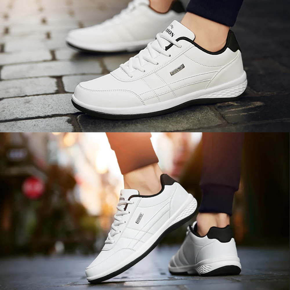 Men's Orthopedic Leather Sneakers - Supportive Lace-Up Walking Shoes