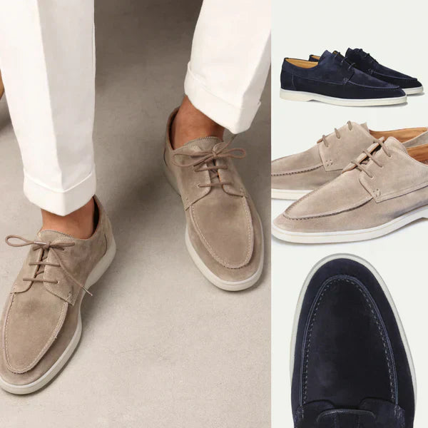 Men's Leather Lace-Up Loafers - Premium Leather Dress Shoes