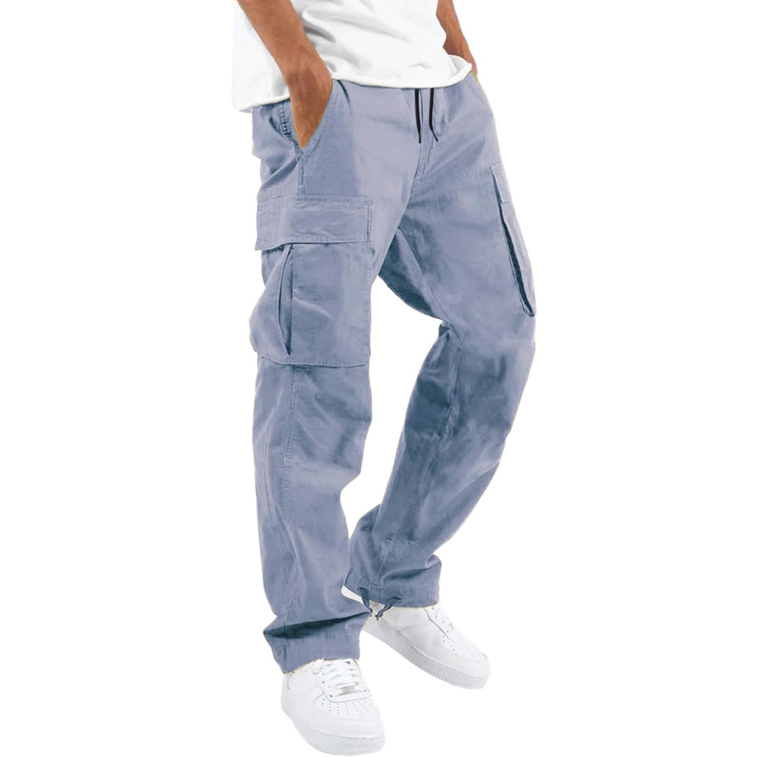 Men's Cotton Cargo Joggers - Breathable Straight Fit Sweatpants