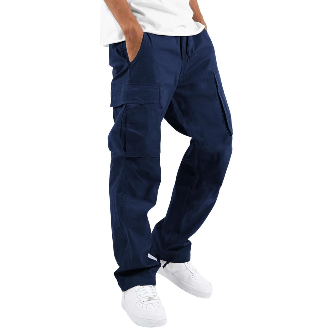 Men's Cotton Cargo Joggers - Breathable Straight Fit Sweatpants