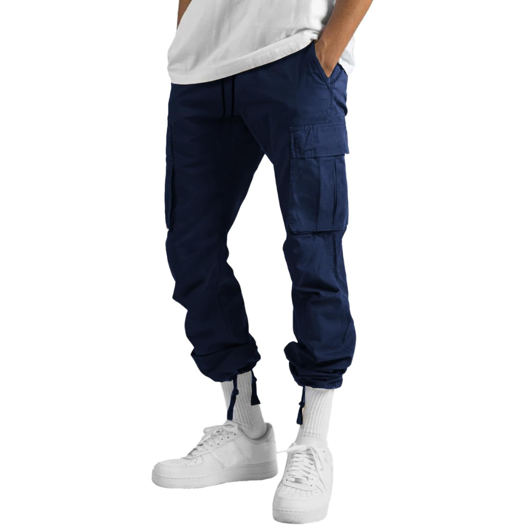 Men's Cotton Cargo Joggers - Breathable Straight Fit Sweatpants