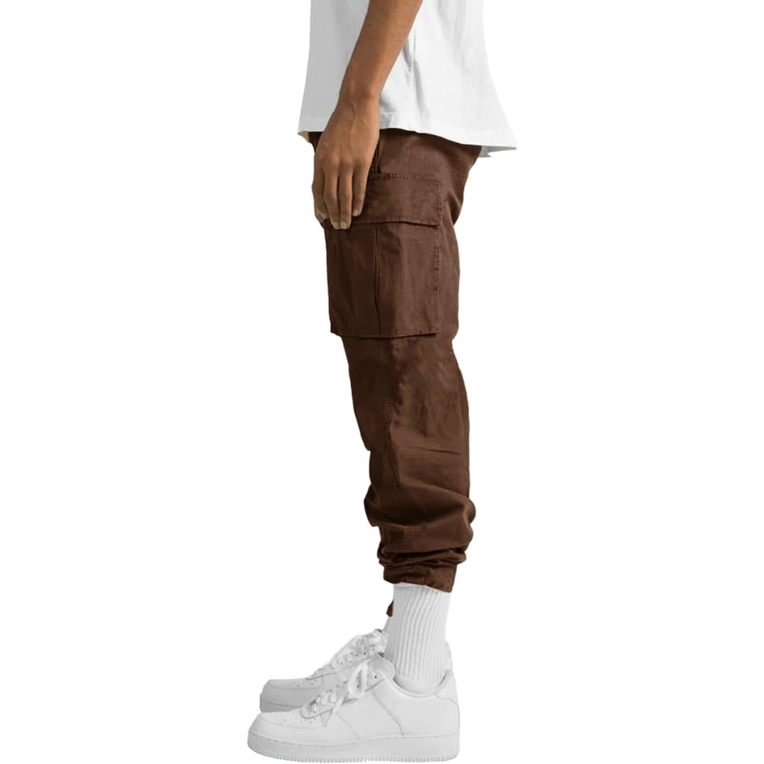 Men's Cotton Cargo Joggers - Breathable Straight Fit Sweatpants