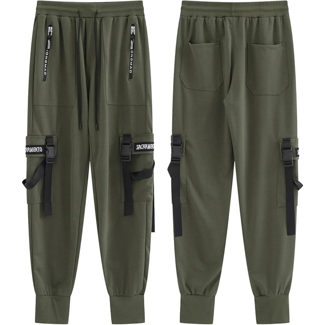 Men's Techwear Tactical Joggers - Multi-Pocket Harem Fit Trousers