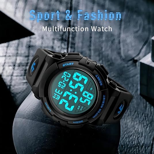Men's Waterproof Digital Sports Watch - LED Military-Style Watch