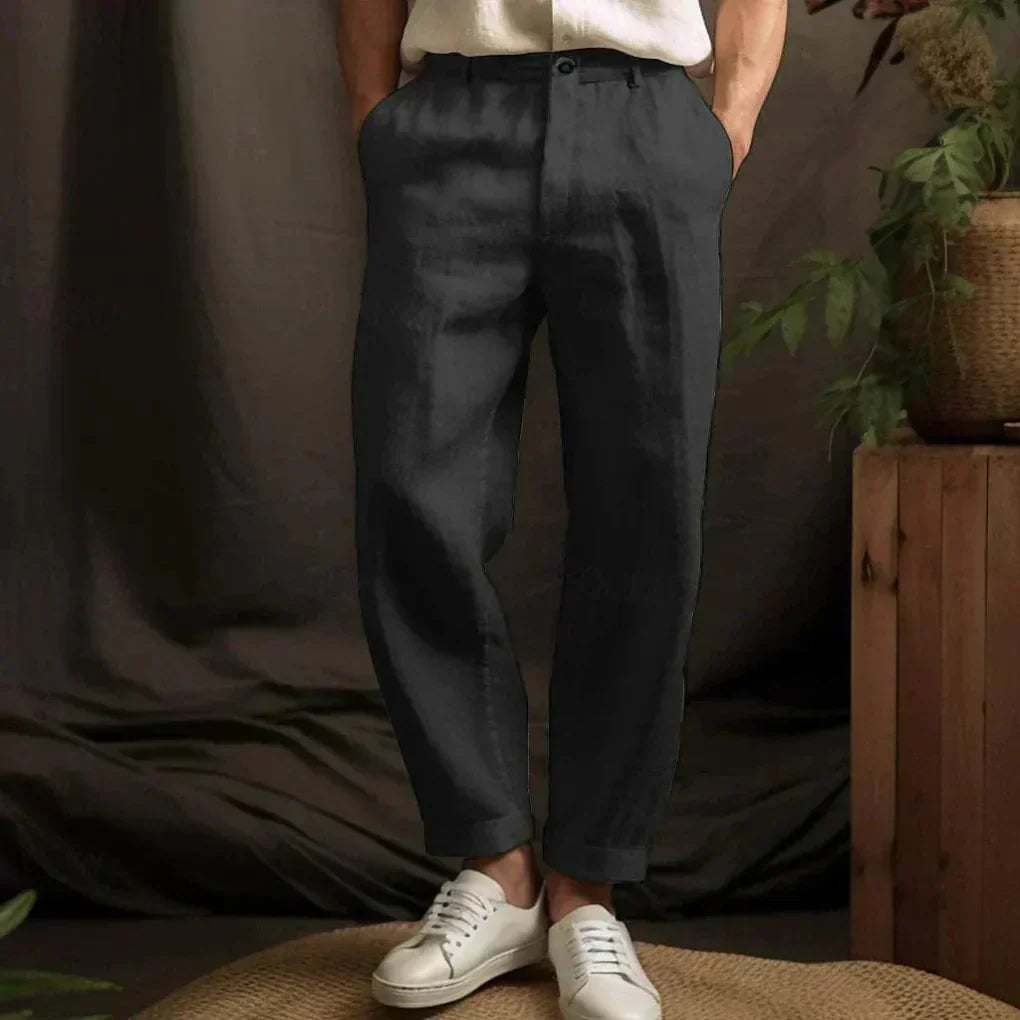 Men's Linen Casual Trousers, Breathable Summer Pants