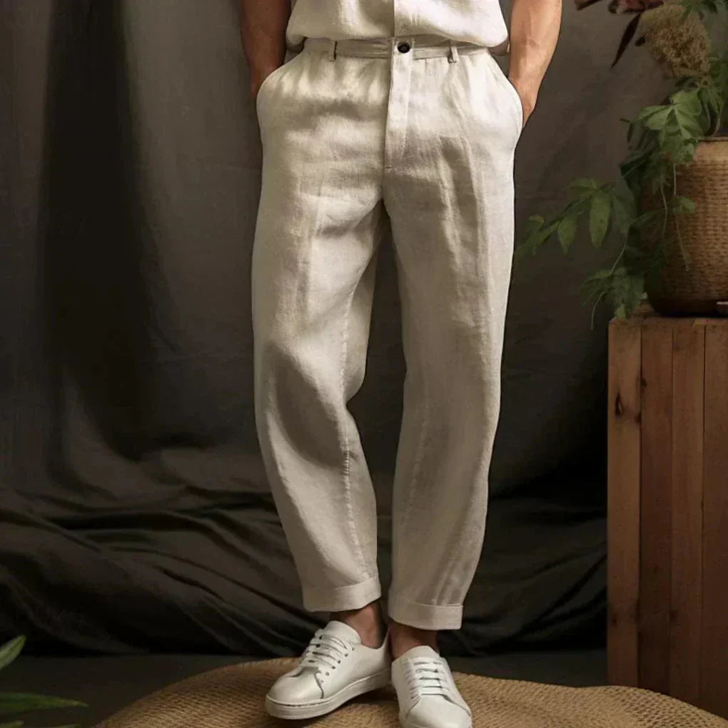 Men's Linen Casual Trousers, Breathable Summer Pants