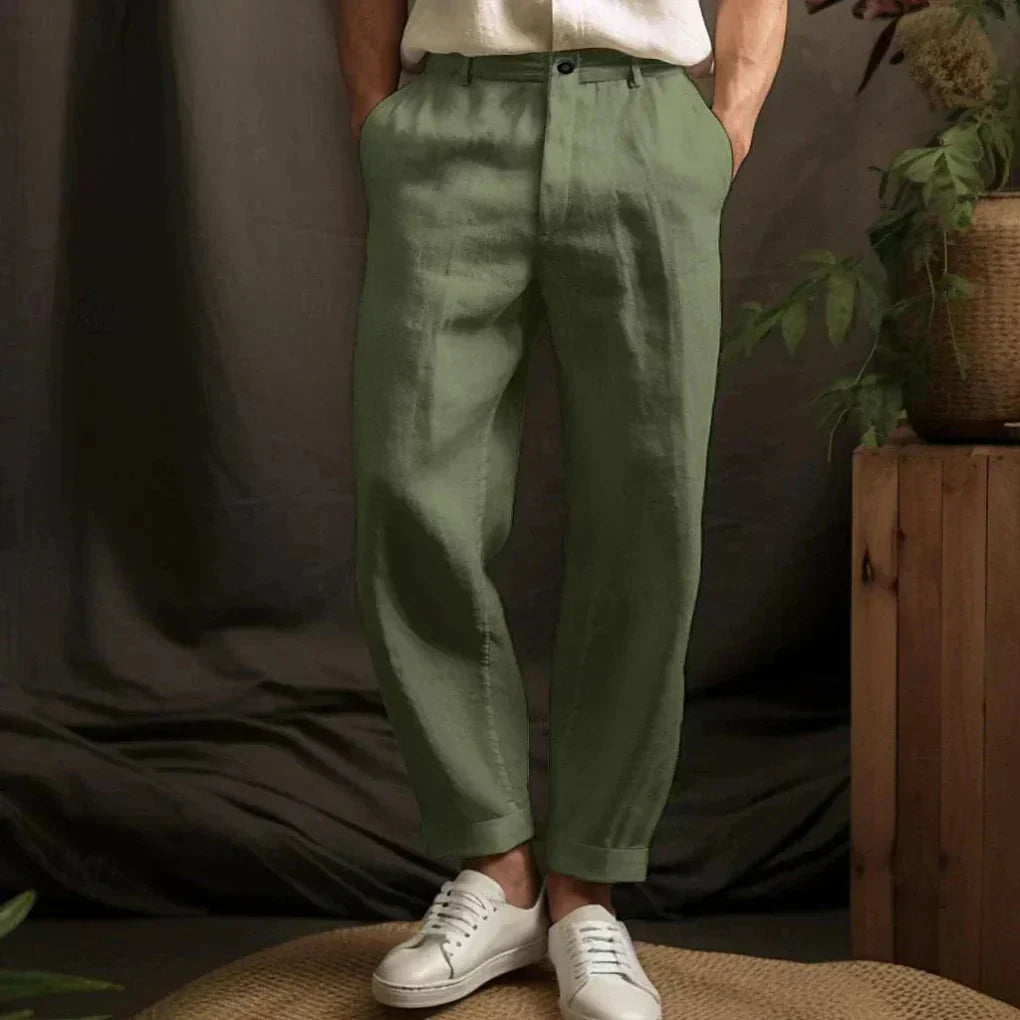 Men's Linen Casual Trousers, Breathable Summer Pants