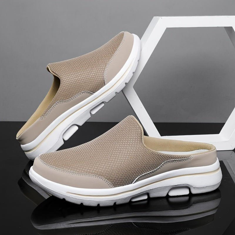 Men's Mesh Slip-On Shoes, Breathable Platform Sole Sneakers