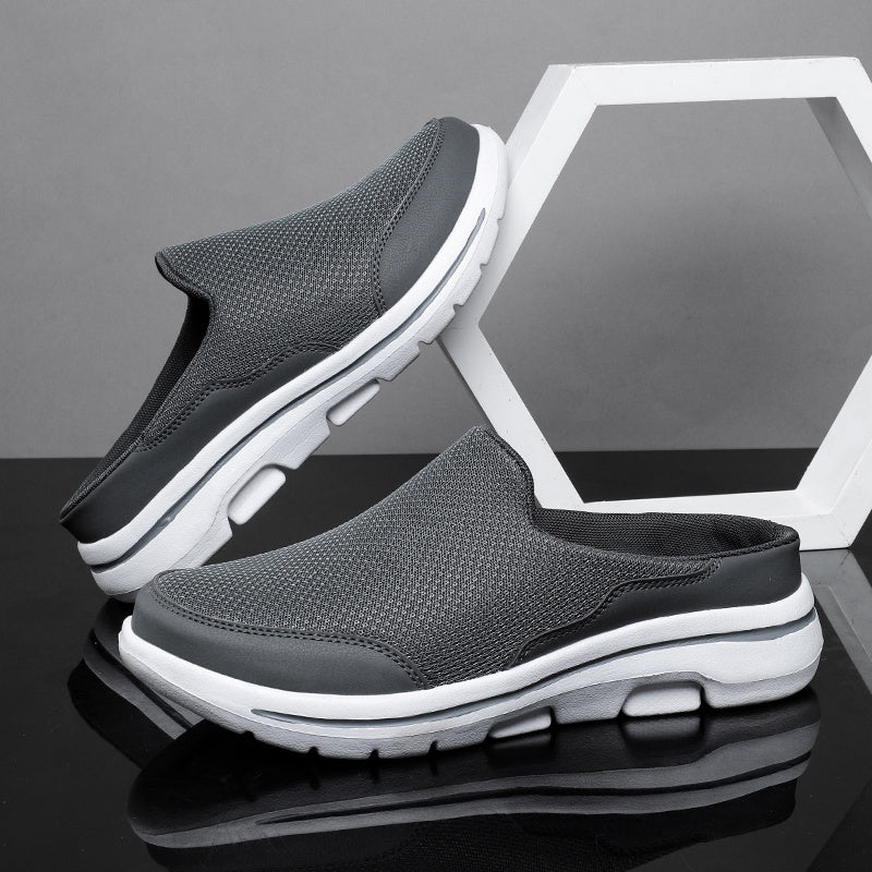 Men's Mesh Slip-On Shoes, Breathable Platform Sole Sneakers
