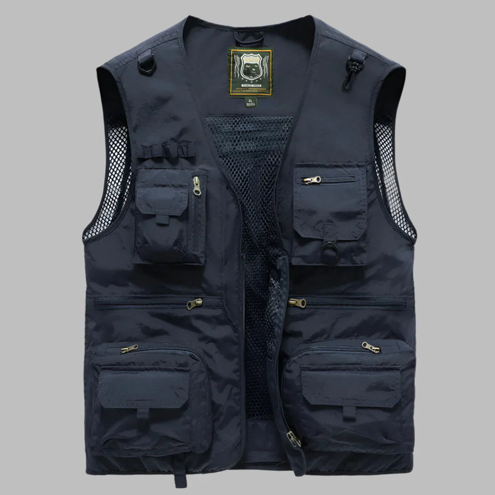 Multi-Pocket Summer Vest for Men - Lightweight Water-Resistant Utility Vest