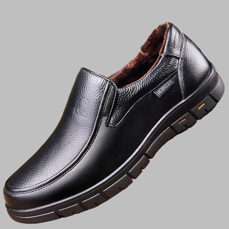 Men's Genuine Leather Casual Shoes, Water-Resistant Non-Slip Sole