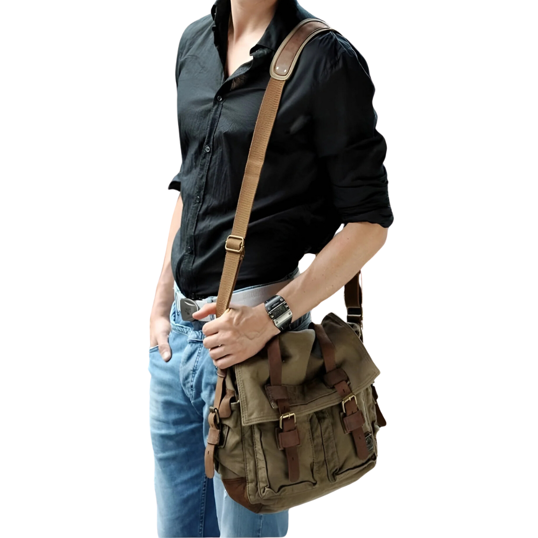 Men's Canvas Crossbody Bag - Durable Sling Bag for City & Outdoor Use