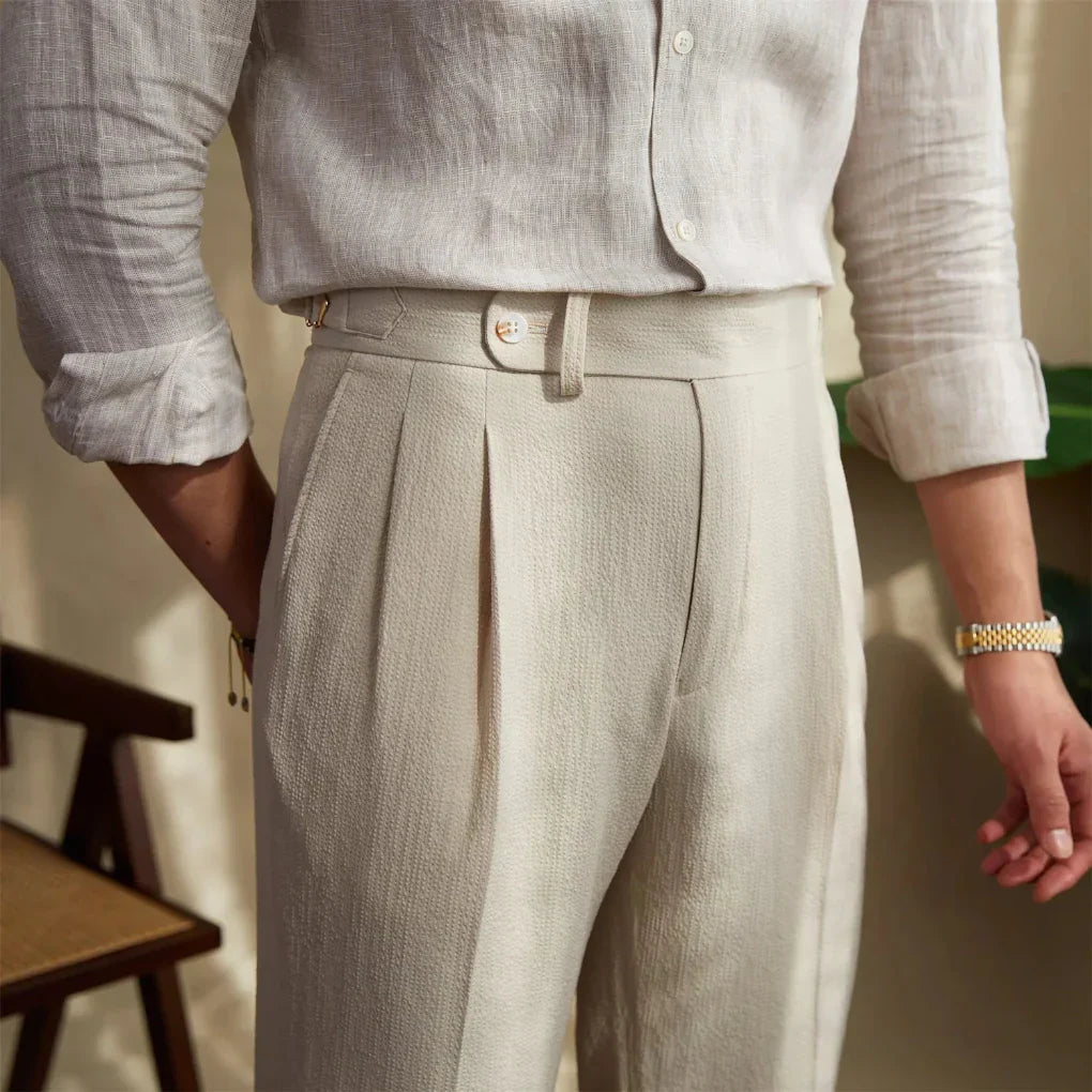 Men's Business Trousers, Flat-Front Straight-Leg Dress Pants