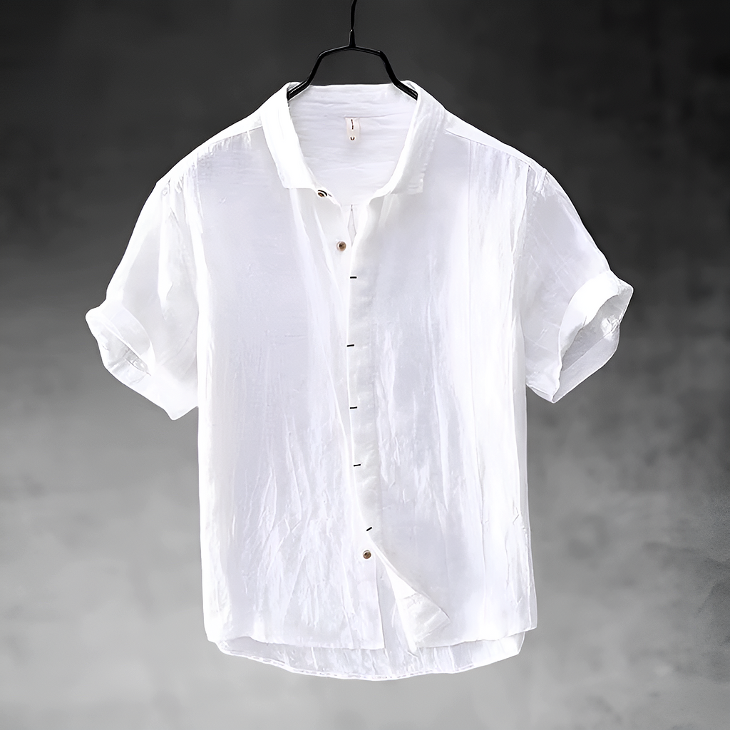 Men's Short Sleeve Button-Front Shirt, Lightweight Breathable Casual Fit