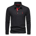 Men's Long-Sleeve Polo Shirt, Breathable Cotton for Casual and Formal Wear