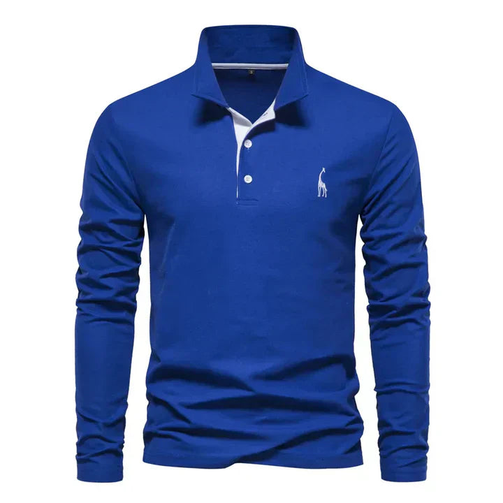 Men's Long-Sleeve Polo Shirt, Breathable Cotton for Casual and Formal Wear