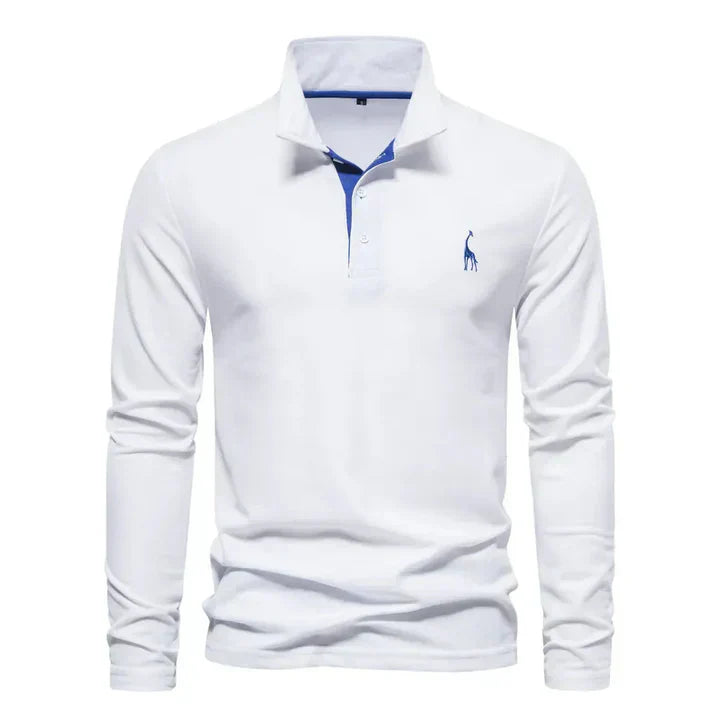 Men's Long-Sleeve Polo Shirt, Breathable Cotton for Casual and Formal Wear