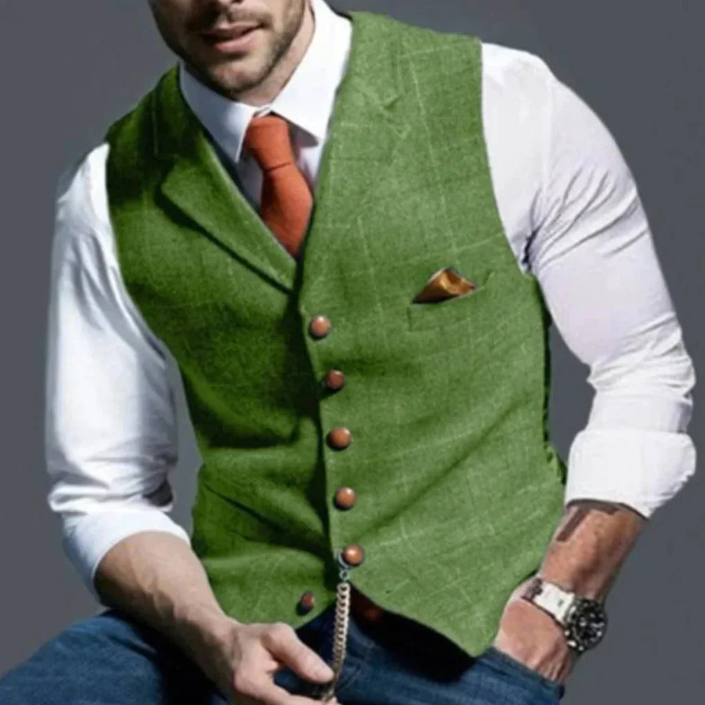 Men's Vintage Waistcoat, Button Front Layering Vest